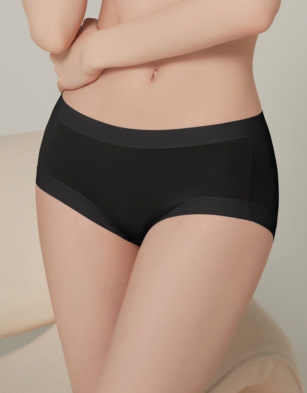 莫代爾 | 精品格紋邊條包覆中腰內褲