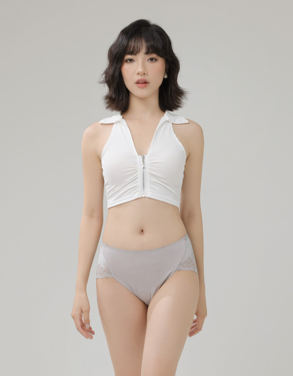 簍空蕾絲加長防漏中腰生理褲