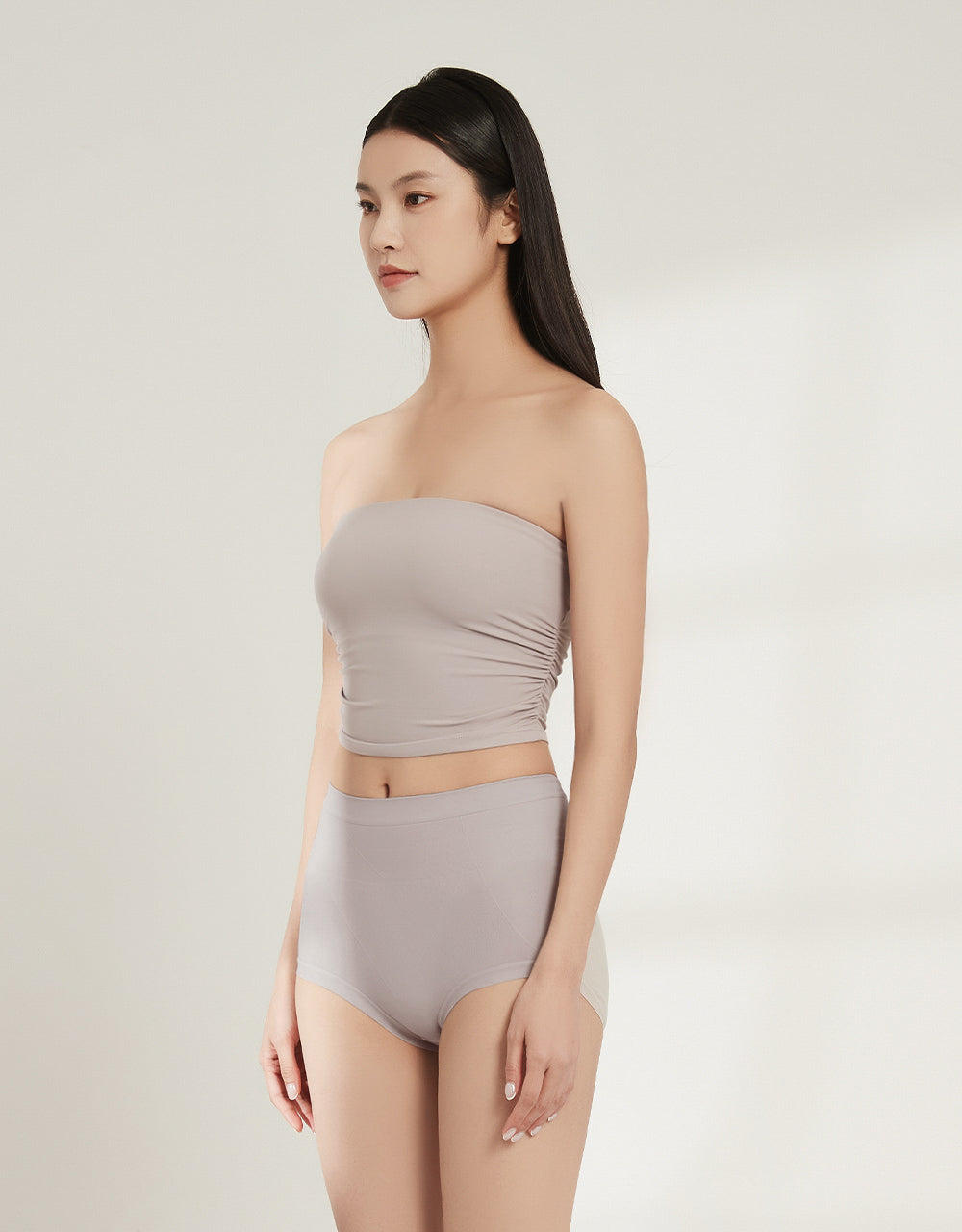 舒適零感收邊高腰蜜臀褲 時尚灰