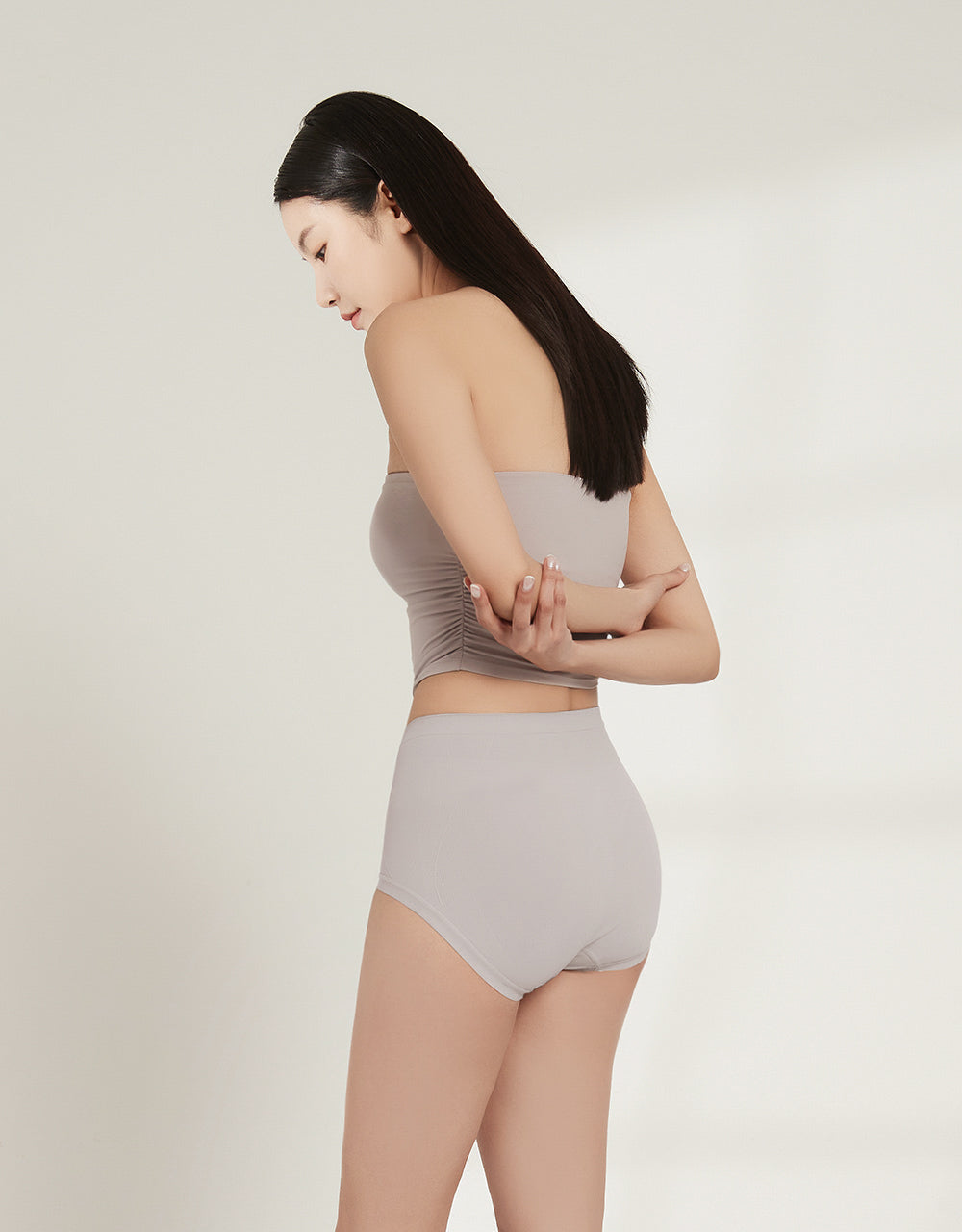 舒適零感收邊高腰蜜臀褲 時尚灰