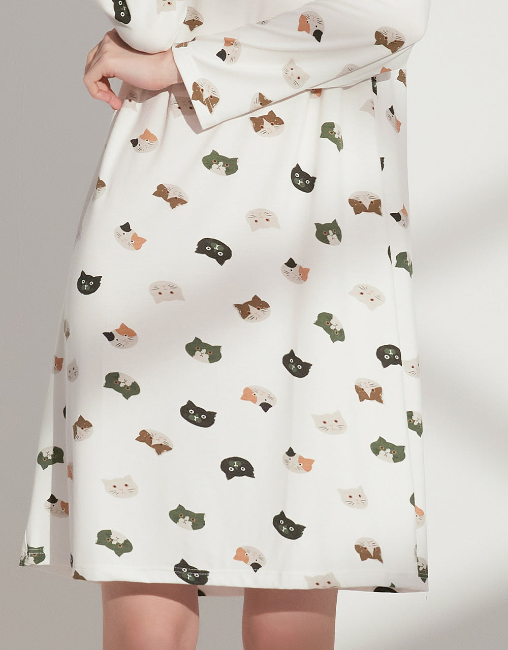 莫代爾長袖居家服 (半裙) 滿版小貓