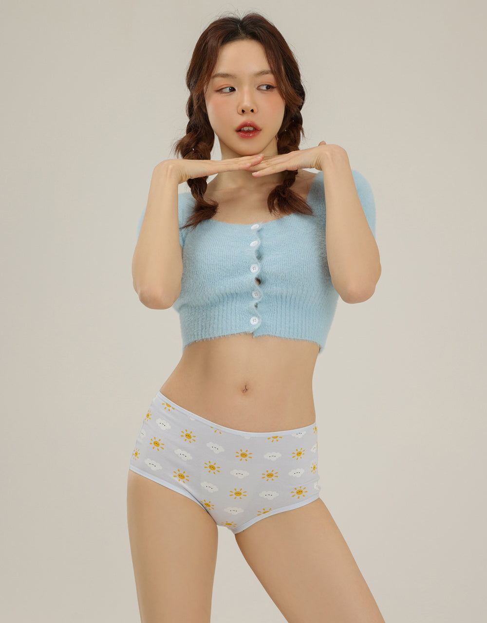 印花棉質中低腰生理褲