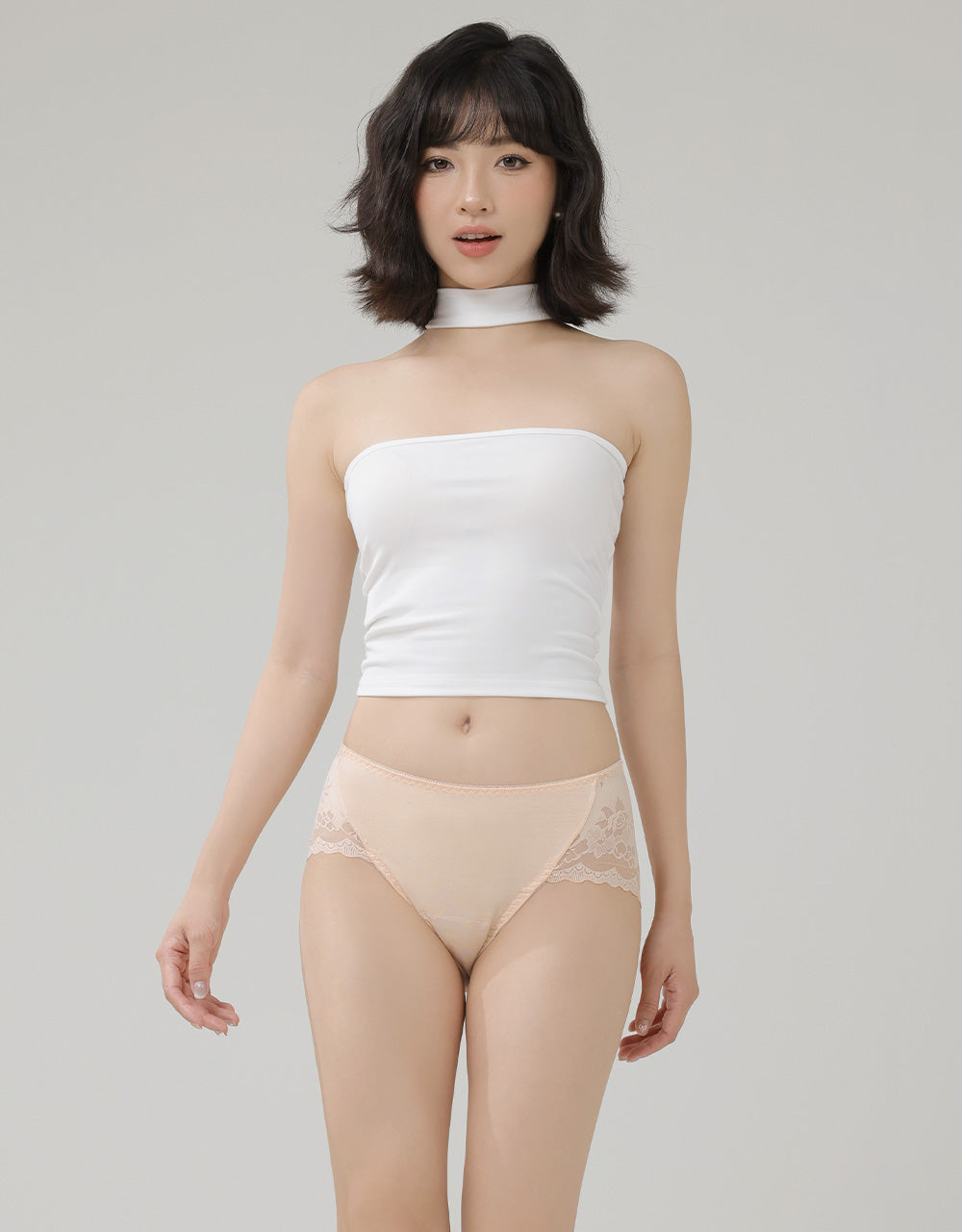 簍空蕾絲加長防漏中腰生理褲