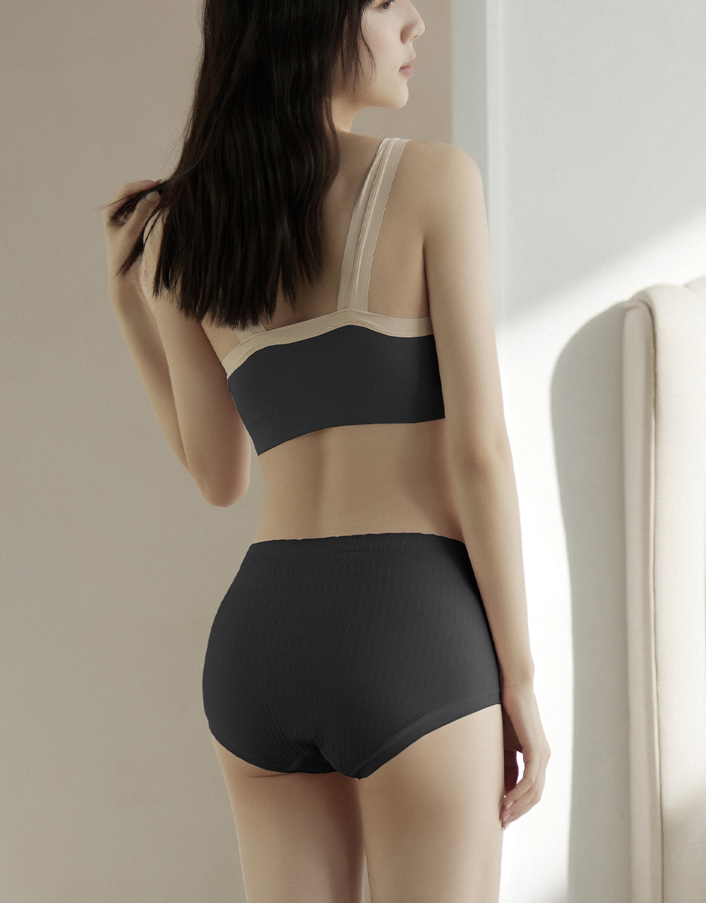 泡泡抓皺無縫舒適中低腰內褲