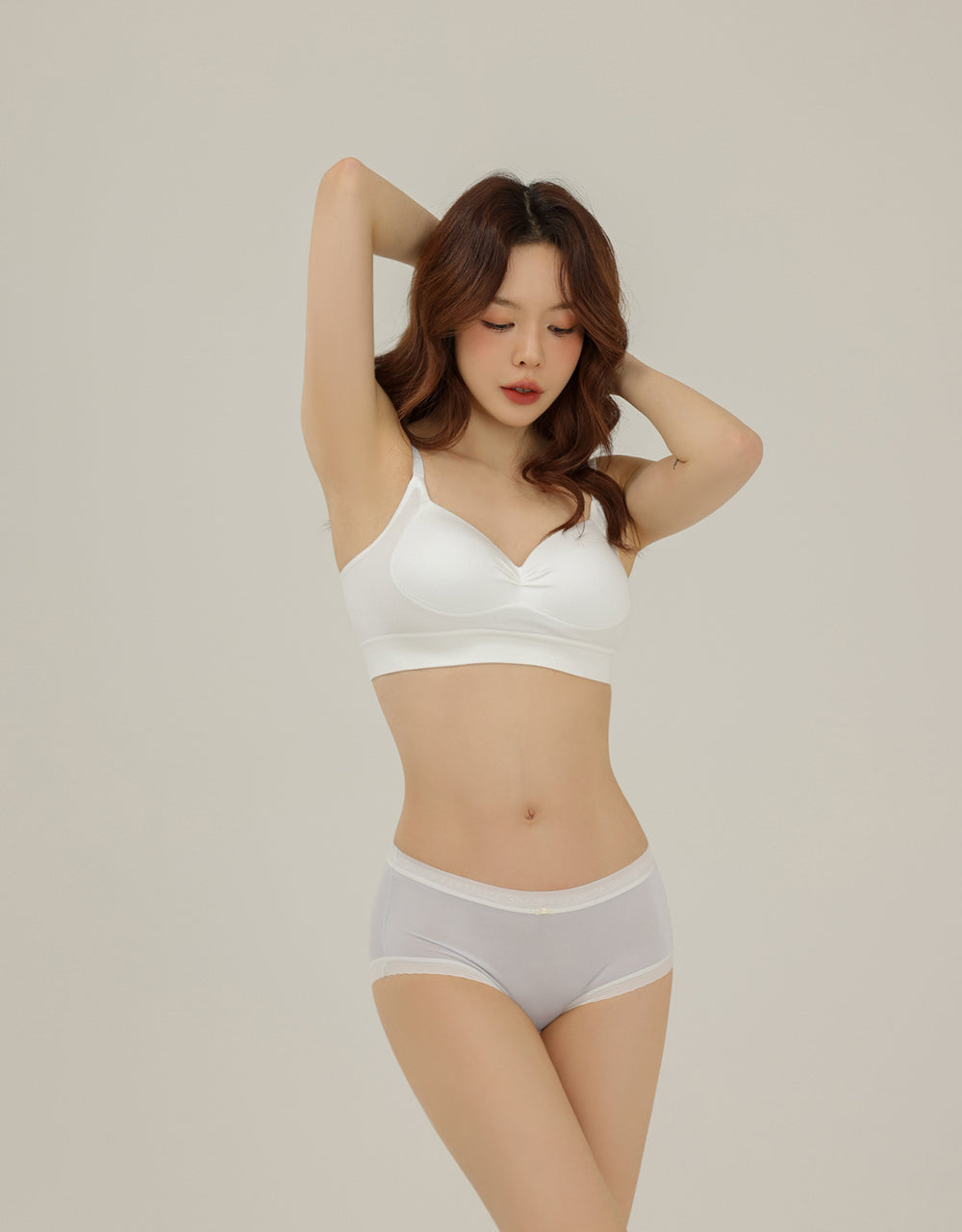 字母織帶純色中腰生理褲