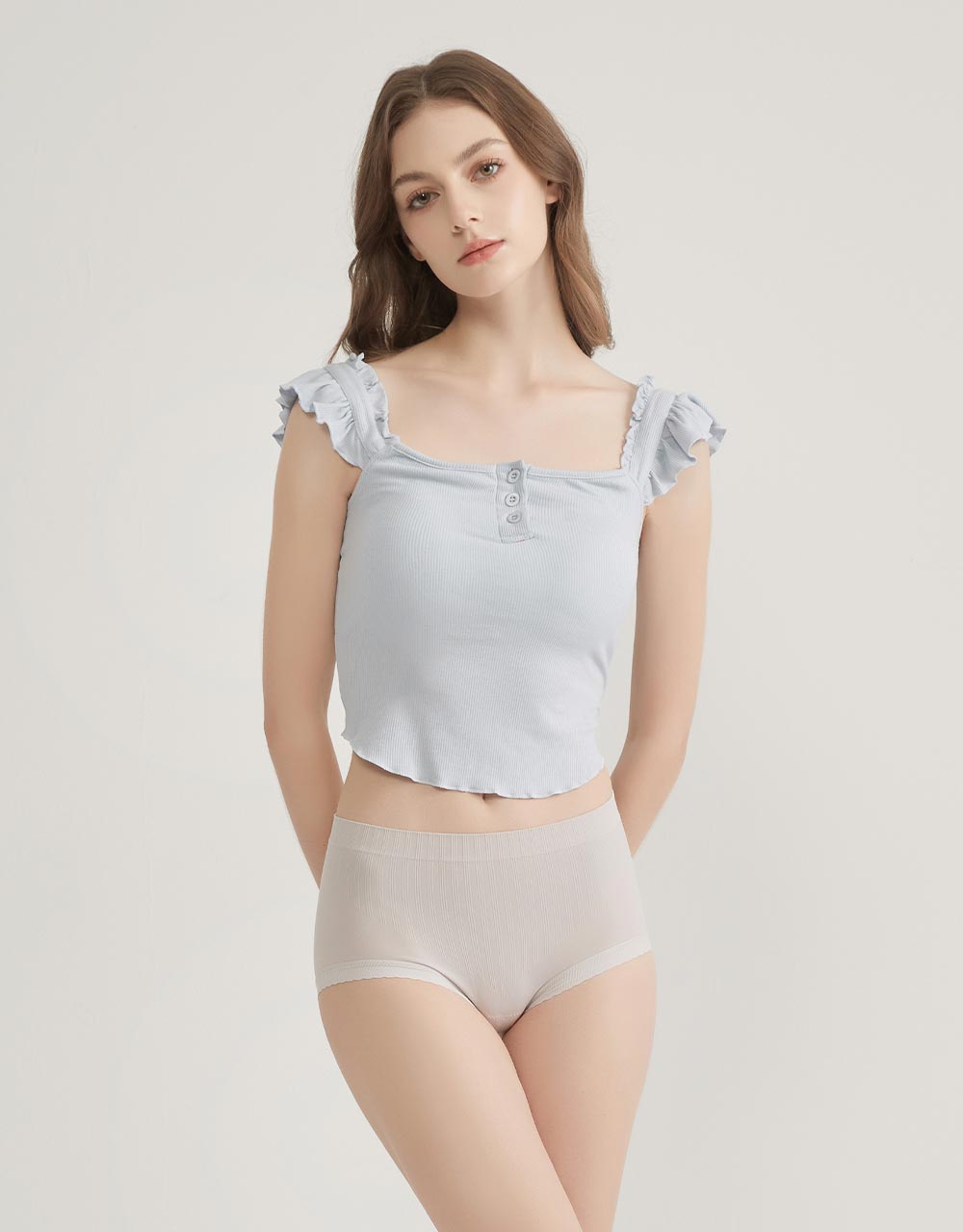 輕塑身織紋收小腹中高內褲