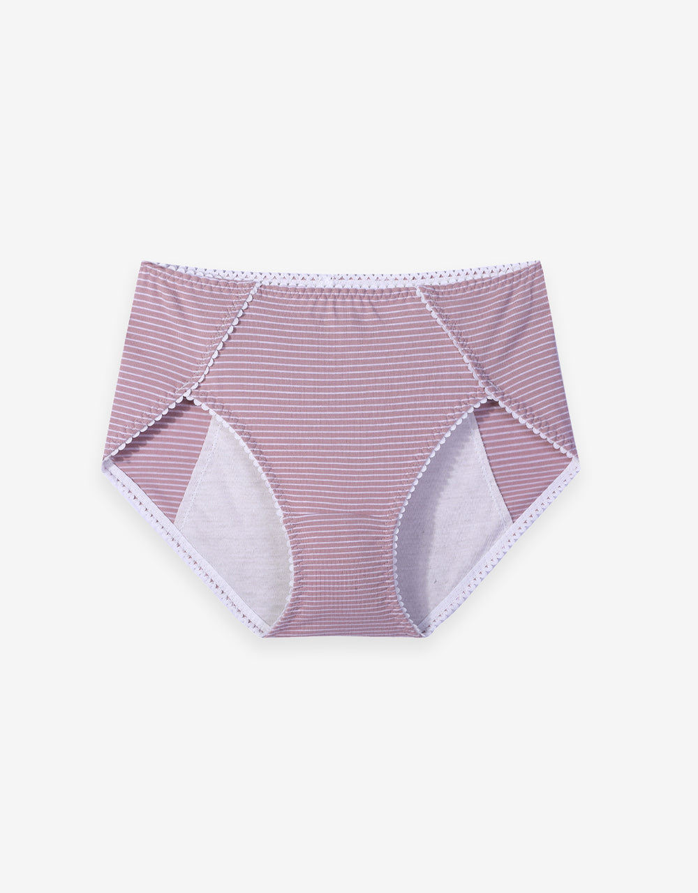 生理褲 l 高衩設計_棉感橫條紋中低腰生理褲