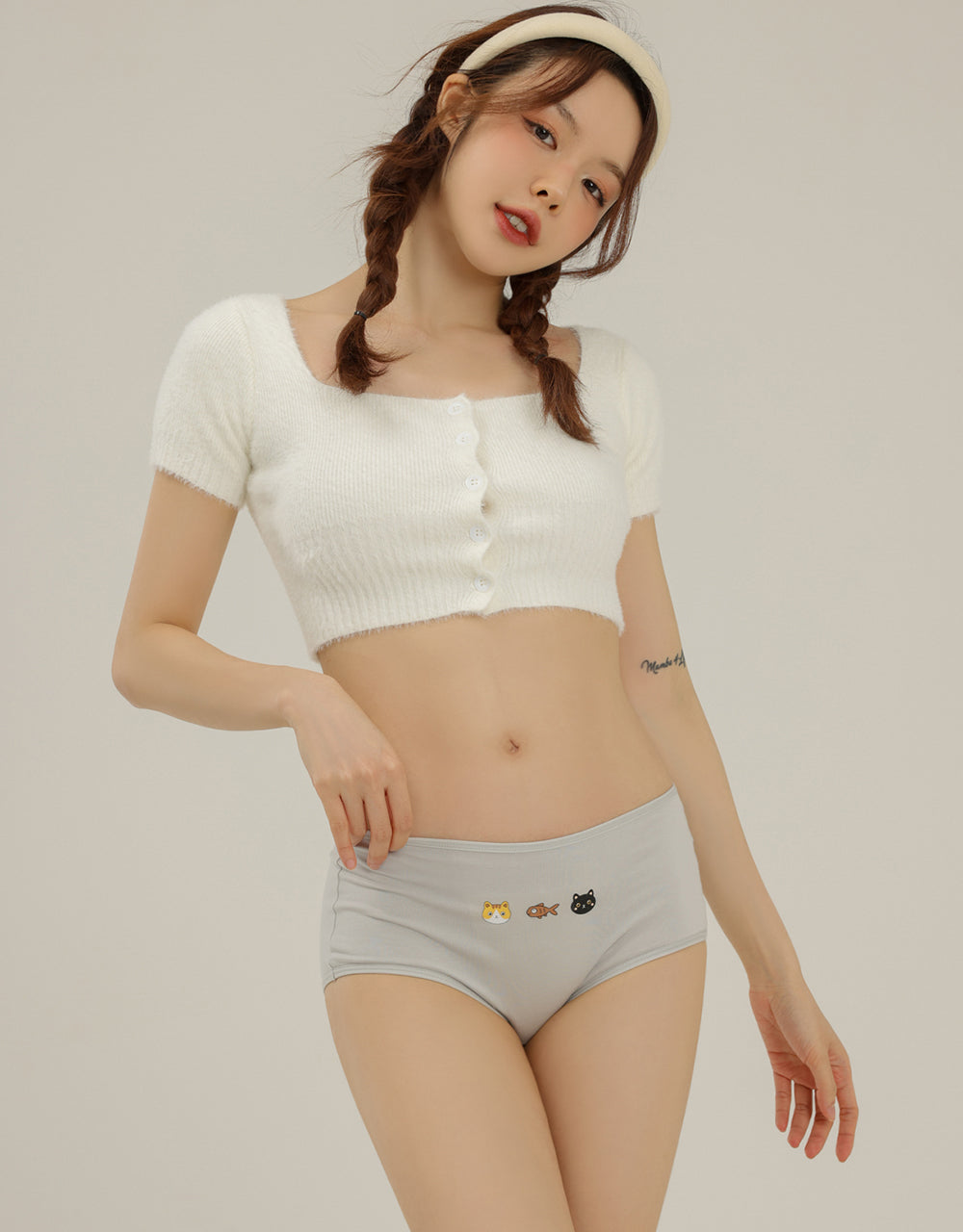 印花棉質中低腰生理褲