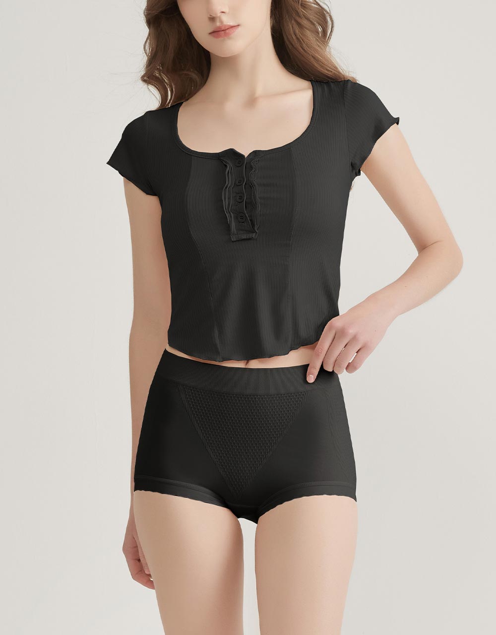 3D 輕塑身V型加壓蜜桃美臀褲 黑